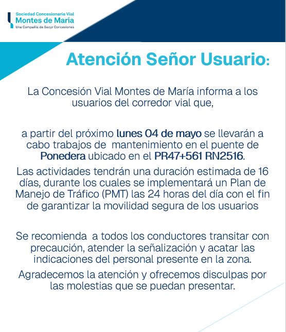 Realizamos mantenimiento en puente de Ponedera para fortalecer la seguridad vial en la RN2516